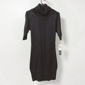 *NWT* XOXO Sweater Casual Chic Turtle Neck Cable Knit‎ Front Sweater Dress Black